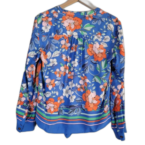 Anthropologie Maeve Elan Scarf-Printed Blouse in Blue Motif 6 NWOT - Picture 7 of 10